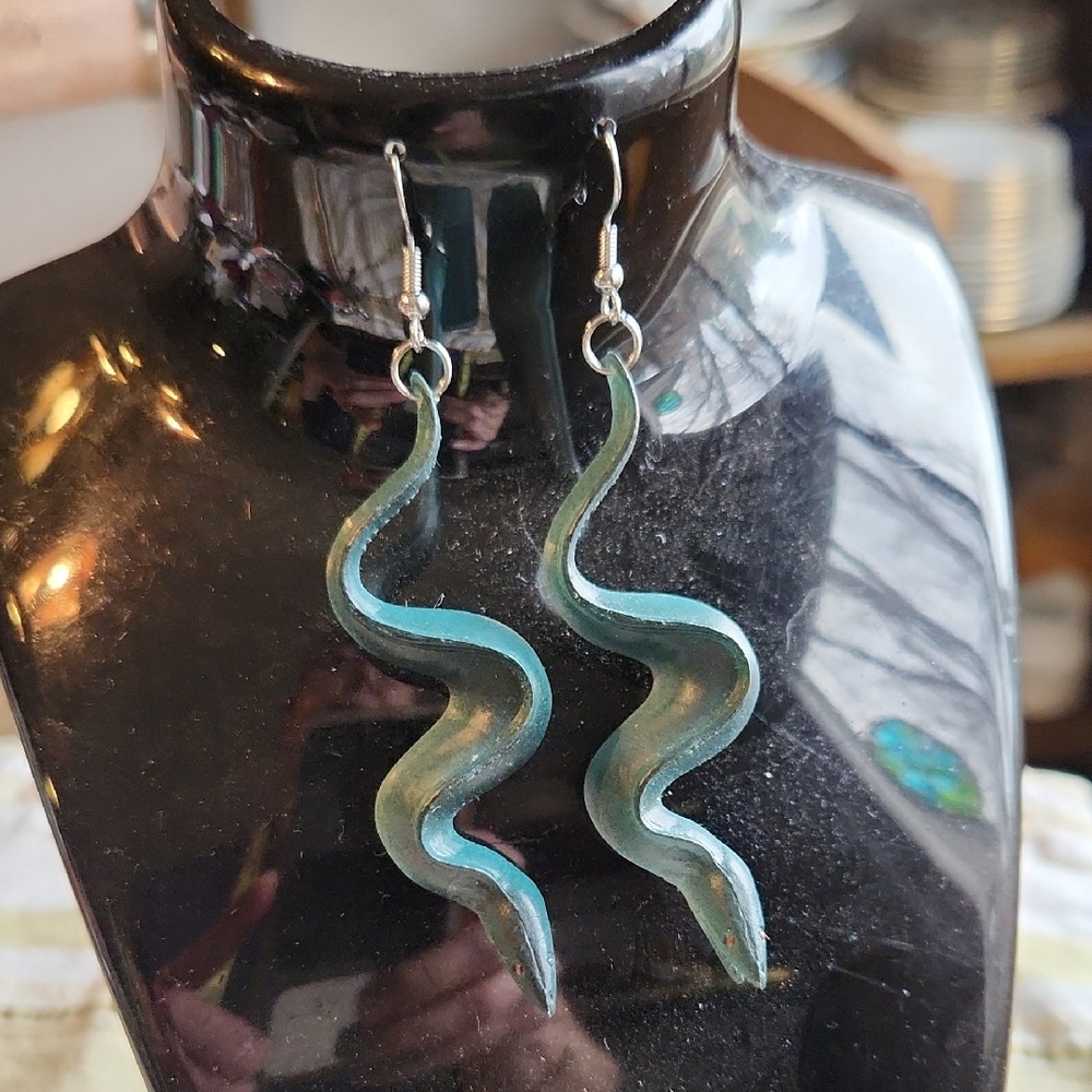Eel Dangle Earrings Handmade From Kids Plastic Toys Moray Eel